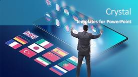  Presentation with translation - PPT layouts with concept-of-online-foreign-language background and a teal colored foreground