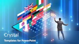  Presentation with translation - Theme enhanced with concept-of-online-foreign-language background and a teal colored foreground