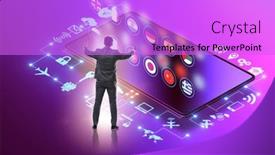  Presentation with foreign - Cool new slide deck with concept-of-online-foreign-language backdrop and a lilac colored foreground