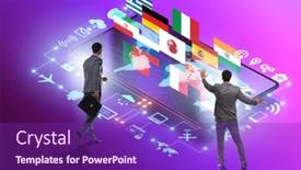  Presentation with translation - Slide deck featuring concept-of-online-foreign-language background and a violet colored foreground