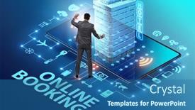  Presentation with hotel - Cool new PPT layouts with concept of online hotel booking with businessman backdrop and a ocean colored foreground