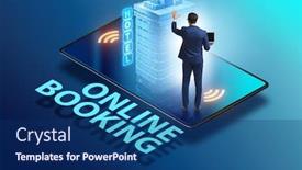  Presentation with hotel - Slide set with concept of online hotel booking with businessman background and a navy blue colored foreground