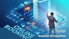  Presentation with hotel - Audience pleasing slide deck consisting of concept-of-online-hotel-booking backdrop and a teal colored foreground