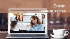  Presentation with video conference - Amazing PPT theme having concept of online taxi service backdrop and a coral colored foreground