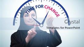 Presentation with business change - Presentation theme featuring concept-of-organisational-change background and a light blue colored foreground