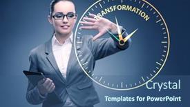  Presentation with business change - Beautiful slide set featuring concept-of-organisational-change backdrop and a ocean colored foreground