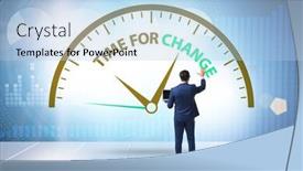  Presentation with business change - Colorful slide set enhanced with concept-of-organisational-change backdrop and a light blue colored foreground