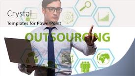  Presentation with business outsourcing - Presentation design with concept of outsourcing in modern background and a lemonade colored foreground