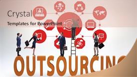  Presentation with business outsourcing - Presentation featuring concept of outsourcing in modern business background and a lemonade colored foreground