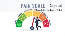  Presentation with strong - Presentation theme featuring concept-of-pain-scale background and a sky blue colored foreground