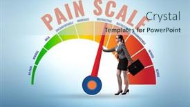  Presentation with pain - PPT theme having concept-of-pain-scale background and a sky blue colored foreground