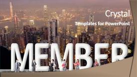  Presentation with collaborate - Colorful theme enhanced with concept of partner friends collaborate with group of business people stand with 3d text backdrop and a coral colored foreground