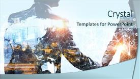  Presentation with partnership - Beautiful slide deck featuring concept of partnership and social backdrop and a sky blue colored foreground