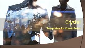  Presentation with partnership - Slide deck with concept of partnership and social background and a violet colored foreground