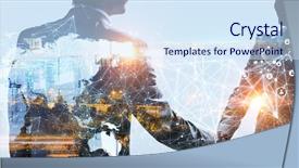  Presentation with partnership - Slides enhanced with concept of partnership and social background and a sky blue colored foreground