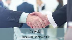  Presentation with partnership - Slide set with concept of partnership - handshake business partners background and a light blue colored foreground