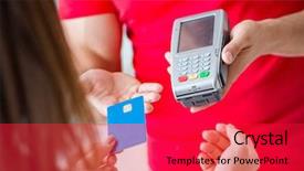  Presentation with pos - Presentation design consisting of concept of paying with pos background and a red colored foreground