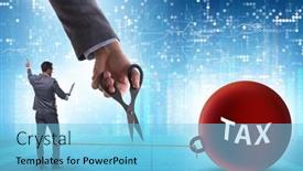  Presentation with taxes - PPT layouts having concept-of-paying background and a light blue colored foreground