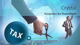  Presentation with taxes - Presentation design consisting of concept-of-paying background and a arctic colored foreground