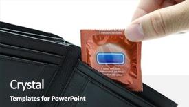  Presentation with condom - PPT layouts having concept of pick up condom background and a dark gray colored foreground