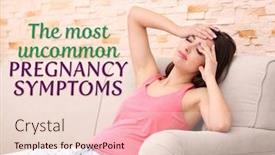  Presentation with symptoms - Beautiful presentation theme featuring concept of pregnancy symptoms pregnant woman sitting on couch and suffering from headache backdrop and a lemonade colored foreground