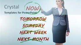  Presentation with later - Presentation enhanced with concept-of-procrastination-with-now background and a sky blue colored foreground