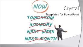  Presentation with later - PPT theme having concept-of-procrastination-with-now background and a white colored foreground