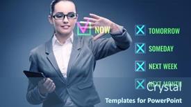  Presentation with procrastination - PPT theme featuring concept-of-procrastination-with-now background and a ocean colored foreground