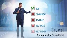  Presentation with procrastination - PPT layouts consisting of concept-of-procrastination-with-now background and a light blue colored foreground