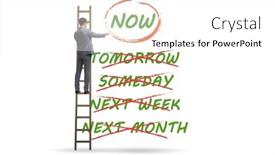  Presentation with later - Presentation theme having concept-of-procrastination-with-now background and a white colored foreground