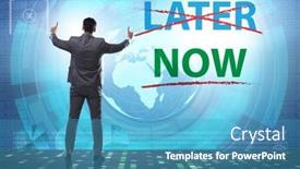  Presentation with procrastination - PPT theme enhanced with concept-of-procrastination-with-now background and a teal colored foreground