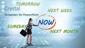  Presentation with procrastination - Presentation theme featuring concept-of-procrastination-with-now background and a sky blue colored foreground