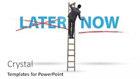 Presentation with later - Slide set featuring concept-of-procrastination-with-now background and a white colored foreground