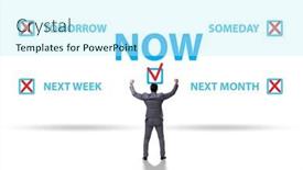  Presentation with later - Presentation enhanced with concept-of-procrastination-with-now background and a cool aqua colored foreground