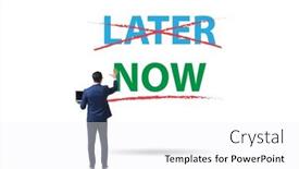  Presentation with later - PPT theme having concept-of-procrastination-with-now background and a white colored foreground