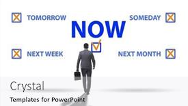  Presentation with procrastination - Presentation design with concept-of-procrastination-with-now background and a light gray colored foreground