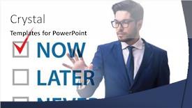  Presentation with later - PPT theme having concept-of-procrastination-with-now background and a white colored foreground