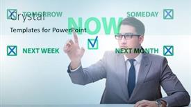  Presentation with later - Presentation with concept-of-procrastination-with-now background and a sky blue colored foreground