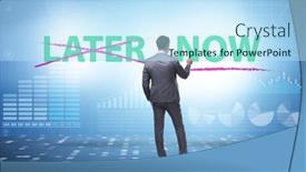  Presentation with later - Presentation theme featuring concept-of-procrastination-with-now background and a sky blue colored foreground