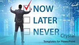  Presentation with later - PPT layouts enhanced with concept-of-procrastination-with-now background and a light blue colored foreground