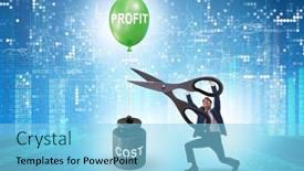  Presentation with cost - Slide set featuring concept-of-profit-and-cost background and a light blue colored foreground