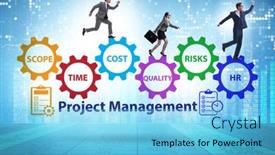  Presentation with project management - Cool new theme with concept-of-project-management backdrop and a light blue colored foreground