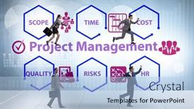  Presentation with project management - Beautiful slide deck featuring concept-of-project-management backdrop and a light blue colored foreground