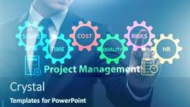  Presentation with project management - Slide deck having concept-of-project-management background and a ocean colored foreground