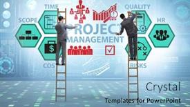  Presentation with project management - Presentation design featuring concept-of-project-management background and a light blue colored foreground