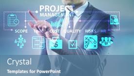  Presentation with project management - Slide deck with concept-of-project-management background and a teal colored foreground