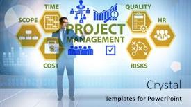  Presentation with project management - PPT theme having concept-of-project-management background and a light blue colored foreground