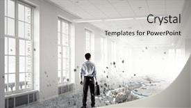  Presentation with crisis - Slide deck with concept of protection from crisis background and a light gray colored foreground