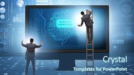  Presentation with quantum computing - PPT theme with concept of quantum computing background and a ocean colored foreground