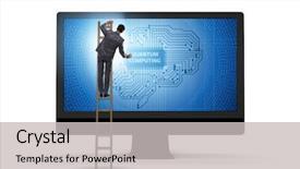  Presentation with quantum computing - Cool new presentation design with concept of quantum computing backdrop and a light gray colored foreground